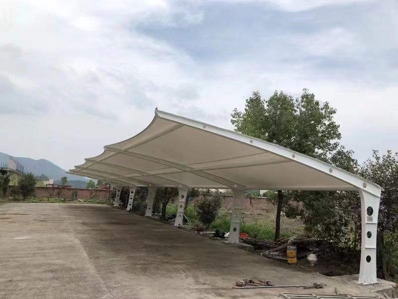 栖霞区小区改造停车棚工程,膜结构非机动车棚定制厂家-2